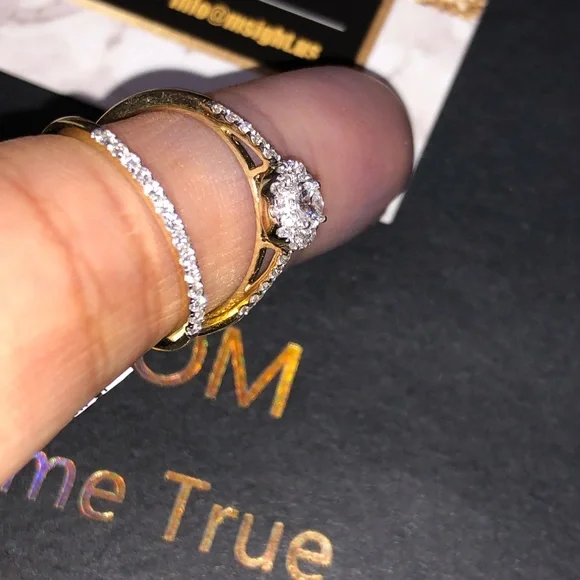 10k solid gold real solitaire diamond engagement bridal ring set free appraisal! - Picture 4 of 13